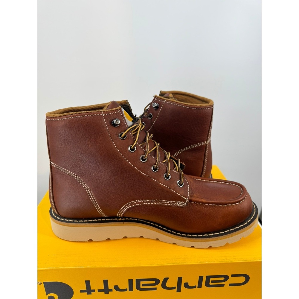 Carhartt Mens 11M CMW6175 Waterproof 6"‎ Wedge Work Boots Soft Toe Brown Leather